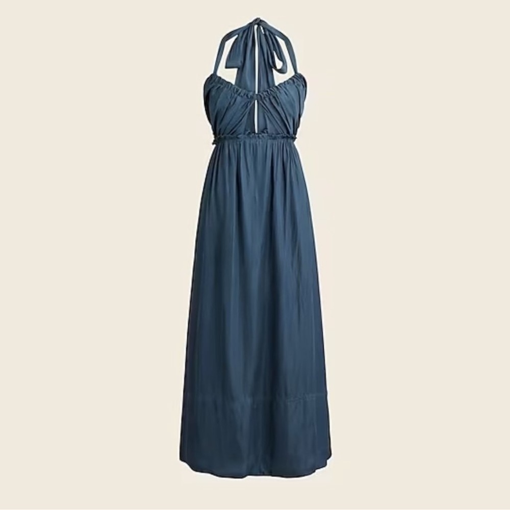 J.Crew Collection Halter cutout dress in featherweight Satin Sz 16 NWOT